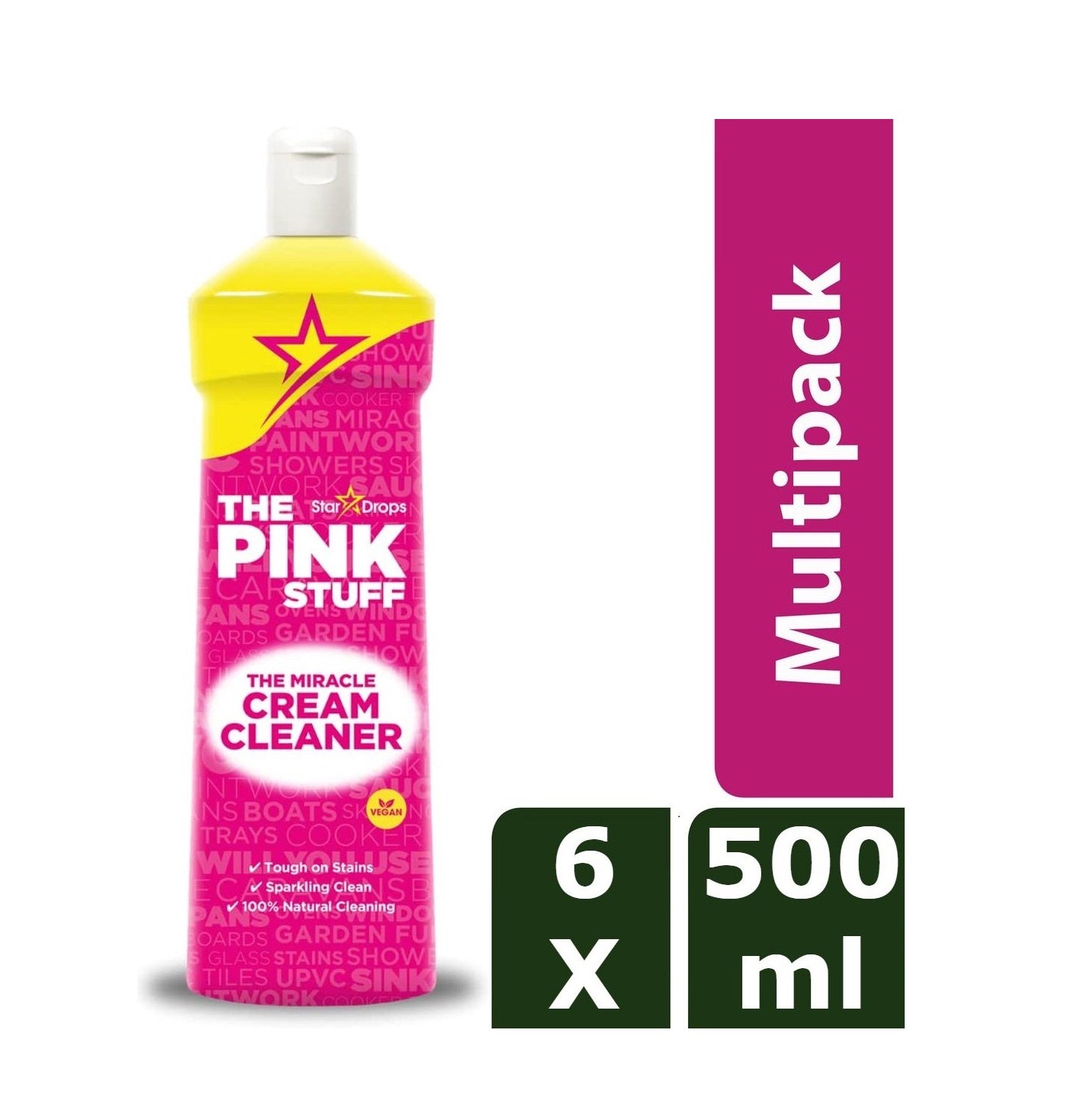 Crema de curățare Pink Stuff - pachet economic de 6 x 500 ml - Prietenos cu mediul