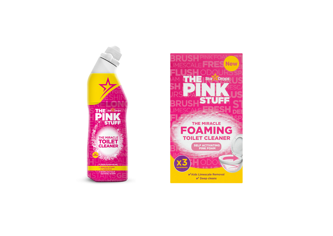 Set za stranišče Pink Stuff - Čistilo za stranišče 750ml in prašek za stranišče