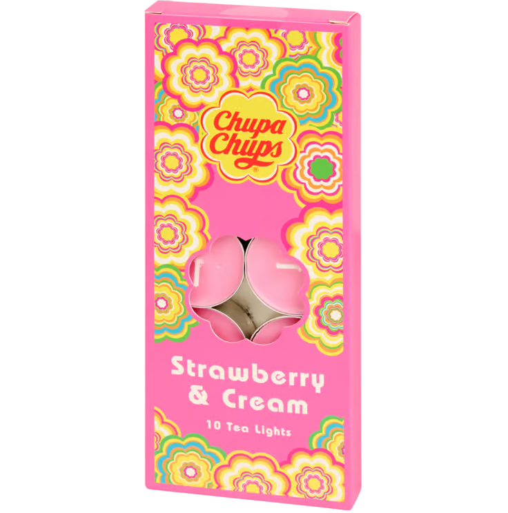 Candele de ceai Chupa Chups cu parfum 10 bucati - Strawberry & Cream