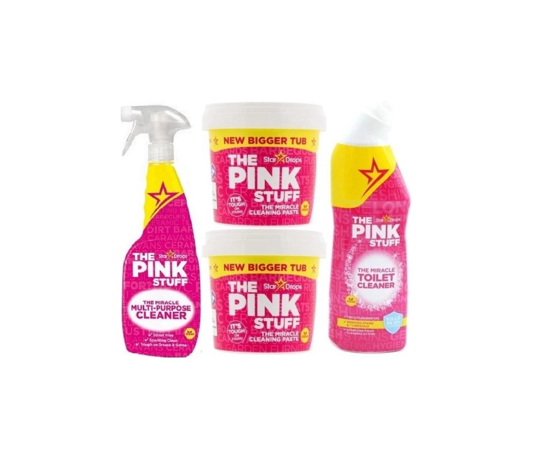 Stardrops The Pink Stuff Mega Bundel - 2x Tīrīšanas pasta 850gr + Tualetes tīrītājs + Universālais aerosols