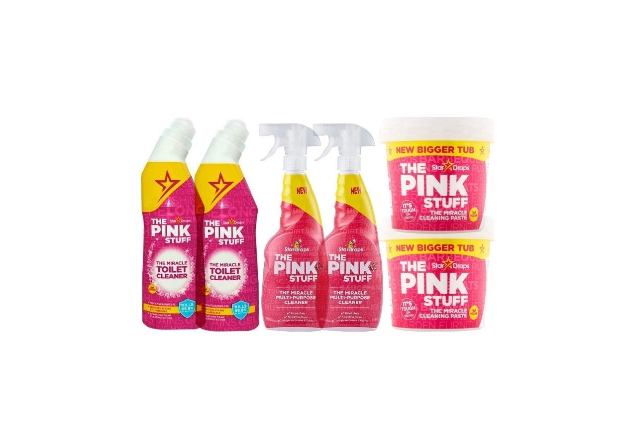 The Pink Stuff Ultimate Bundle - 2x Spray 750 ml - 2x Toilet Cleaner 750 ml - 2x Miracle Paste 850 grams