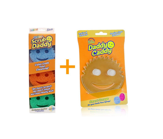 Scrub Daddy + Hållare - Svamp 3 Färger - Daddy Caddy